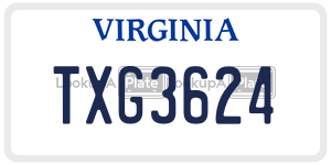 TXG3624  license plate in VA