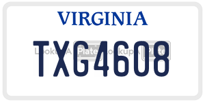 TXG4608  license plate in VA