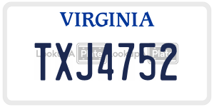 TXJ4752 license plate in Virginia