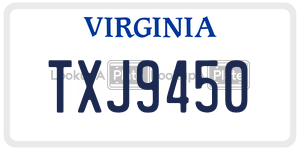 TXJ9450 license plate in Virginia