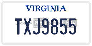 TXJ9855  license plate in VA