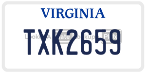 TXK2659  license plate in VA