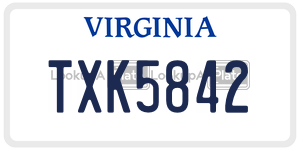TXK5842  license plate in VA