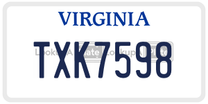 TXK7598  license plate in VA