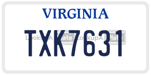 TXK7631  license plate in VA