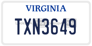 TXN3649  license plate in VA