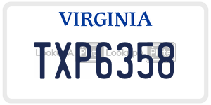 TXP6358  license plate in VA