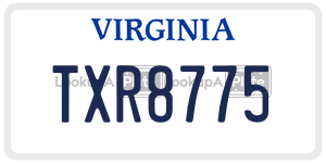 TXR8775 license plate in Virginia