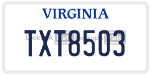 TXT8503  license plate in VA