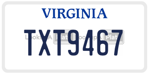TXT9467  license plate in VA