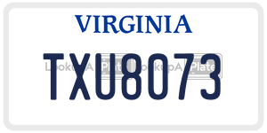 TXU8073 license plate in Virginia