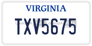 TXV5675  license plate in VA