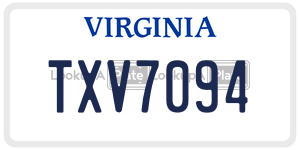 TXV7094  license plate in VA