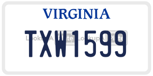 TXW1599  license plate in VA