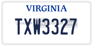 TXW3327  license plate in VA