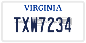 TXW7234 license plate in Virginia