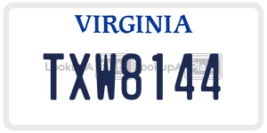 TXW8144  license plate in VA