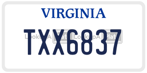 TXX6837  license plate in VA