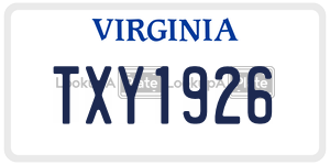 TXY1926  license plate in VA