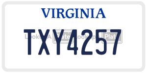 TXY4257  license plate in VA
