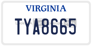 TYA8665  license plate in VA