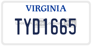 TYD1665  license plate in VA