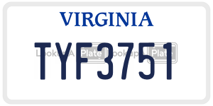 TYF3751  license plate in VA
