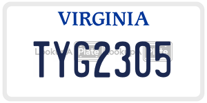 TYG2305  license plate in VA