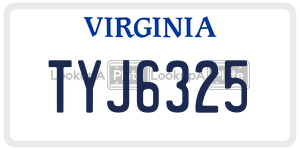 TYJ6325  license plate in VA