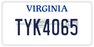 TYK4065  license plate in VA