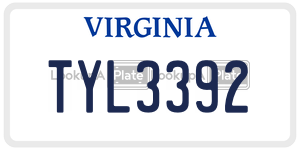 TYL-3392  license plate in VA