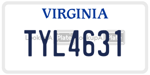 TYL4631  license plate in VA