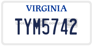 TYM5742  license plate in VA