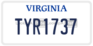 TYR1737  license plate in VA