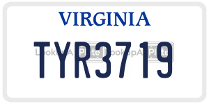 TYR3719  license plate in VA