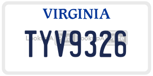 TYV9326 license plate in Virginia