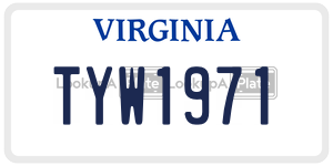 TYW1971  license plate in VA