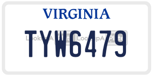 TYW6479  license plate in VA
