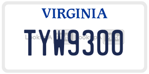 TYW9300  license plate in VA
