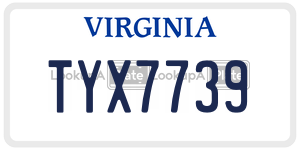 TYX7739  license plate in VA