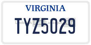 TYZ5029  license plate in VA