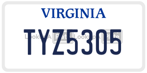 TYZ5305  license plate in VA