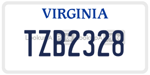 TZB2328  license plate in VA