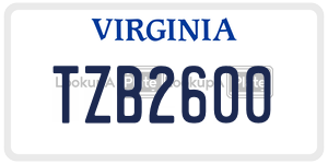 TZB2600 license plate in Virginia