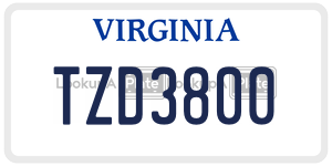 TZD3800  license plate in VA