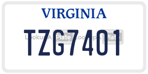 TZG7401  license plate in VA