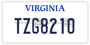 TZG8210  license plate in VA