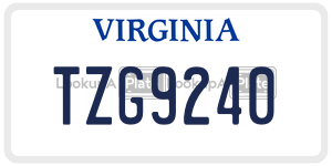 TZG9240  license plate in VA