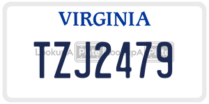 TZJ2479  license plate in VA