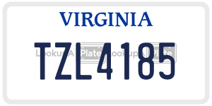 TZL4185  license plate in VA